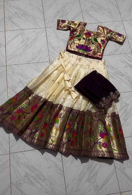kids lehenga choli heavy paithani silk Wholesale kids formal wear Surat